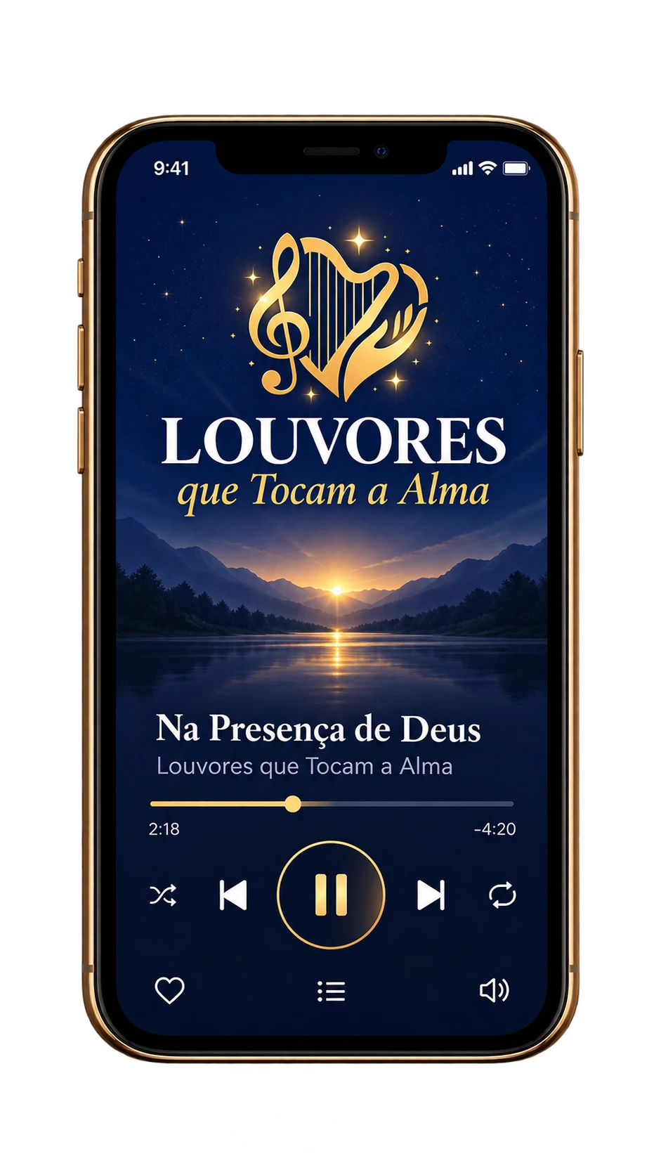 Celular tocando os Louvores que Tocam a Alma